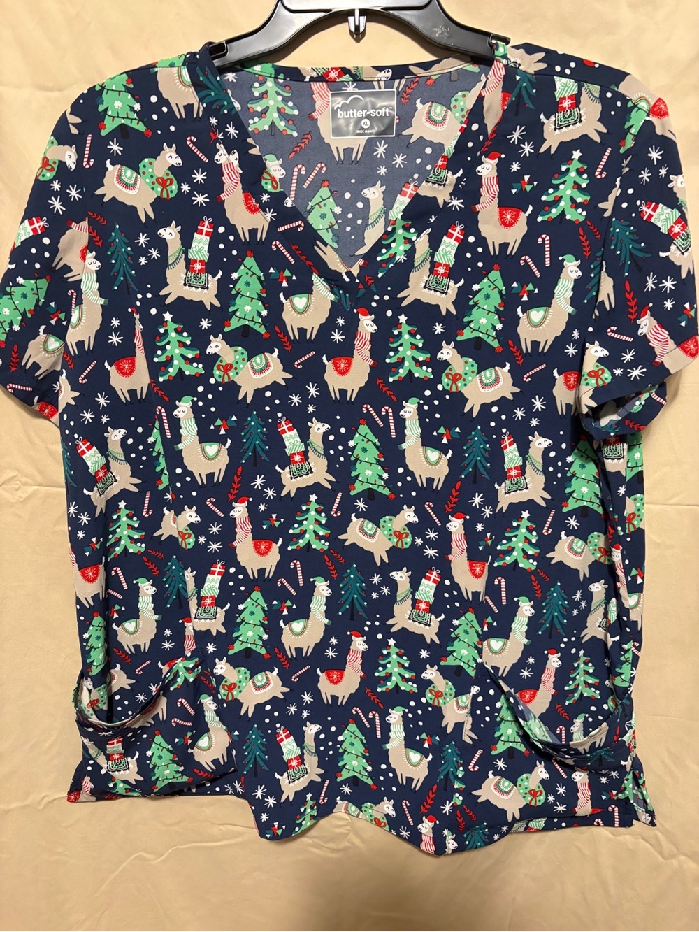Butter Short-Sleeve Navy Holiday Llama Tee